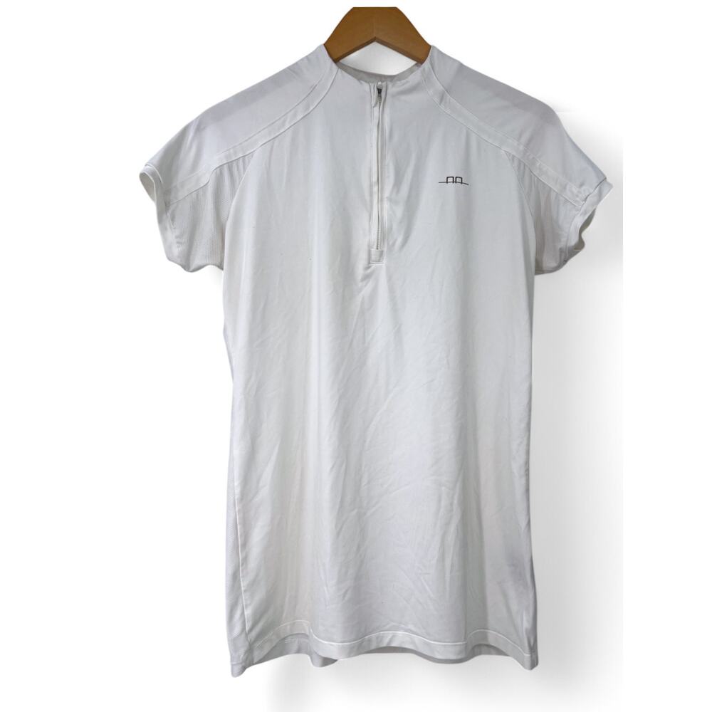 AA Platinum | M|  1/4 Zip Shirt Womens White 3/4 Equestrian Golf Top T-shirt Sun